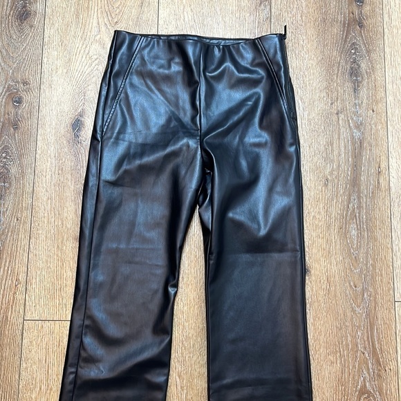 Zara Black Faux Leather Straight Pants Size M - Picture 3 of 9